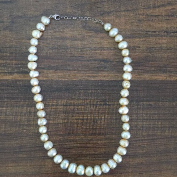 None Jewelry - Irregular Natural Freshwater Pearl Necklace Creamy Beads Lobster Clasp